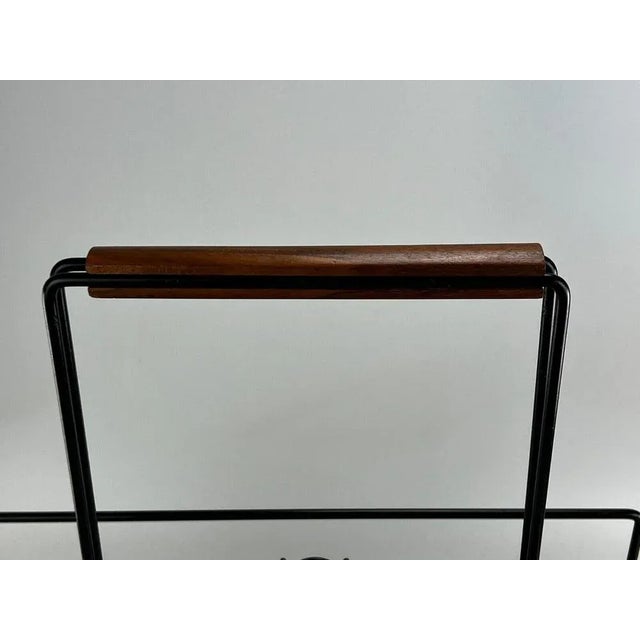 Mid-Century Newspaper Stand in Metal & Teak For Sale - Image 8 of 11