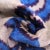 Textile Contemporary Handmade Blue Velvet Throw Pillow and Down Feather Insert For Sale - Image 7 of 10