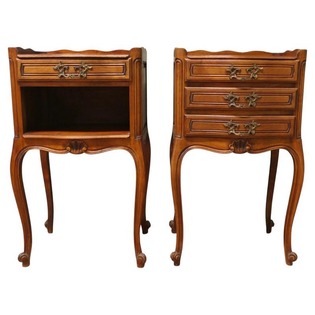 Wood French Cherrywood Bedside Chevets, 1920, Set of 2 For Sale - Image 7 of 7