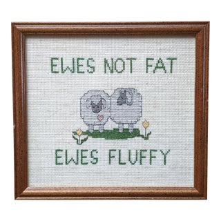 Mid Century Humorous Funny Needlepoint Framed For Sale