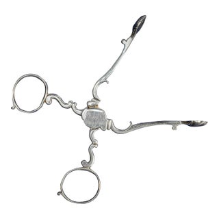 Beautiful English Georgian Antique Sterling Silver English Sugar Nips Tea Tongs For Sale