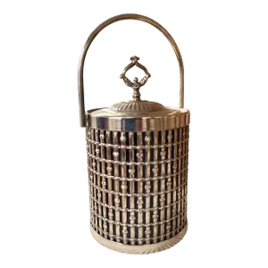 1960s Mid Century Modern Silverplate Faux Bamboo Ice Bucket