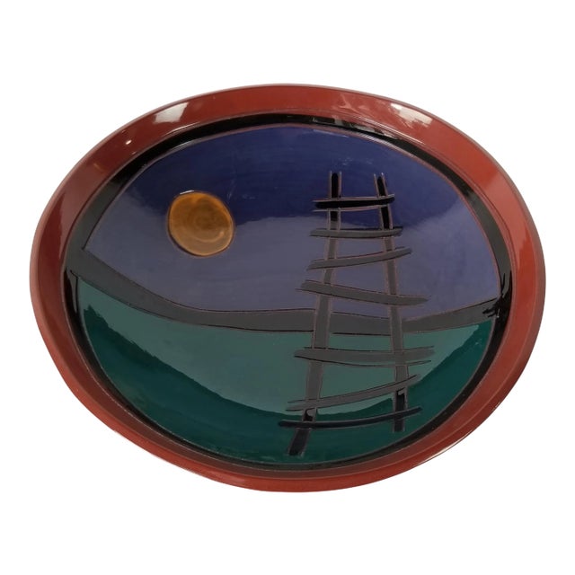 1990s Vintage Ken Artistic Hand-Painted Decorative Pottery Bowl For Sale