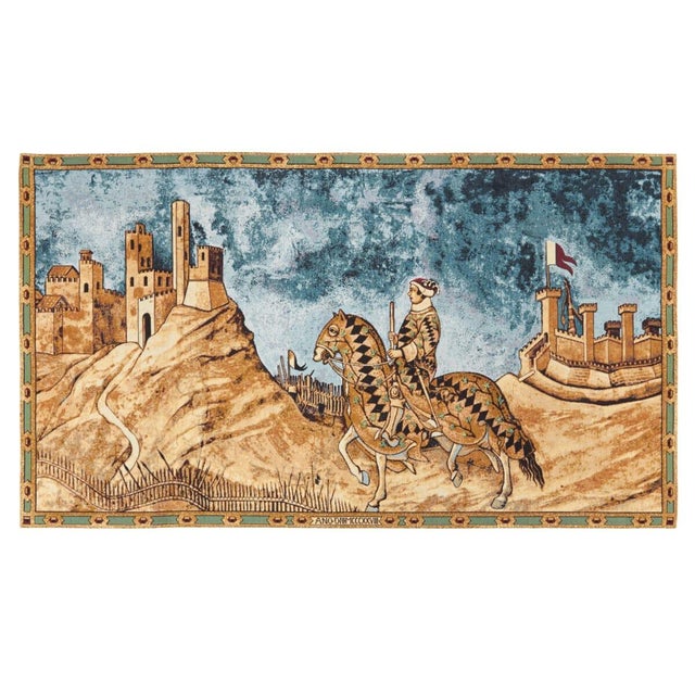 The Knight of Siena tapestry depicts a large section of the famous fresco located in the Palazzo Pubblico in Siena. It...