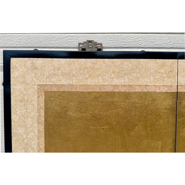 Early 20th Century Japanese Four-Fold Byobu Screen With Cranes and Young Bamboo For Sale - Image 17 of 18