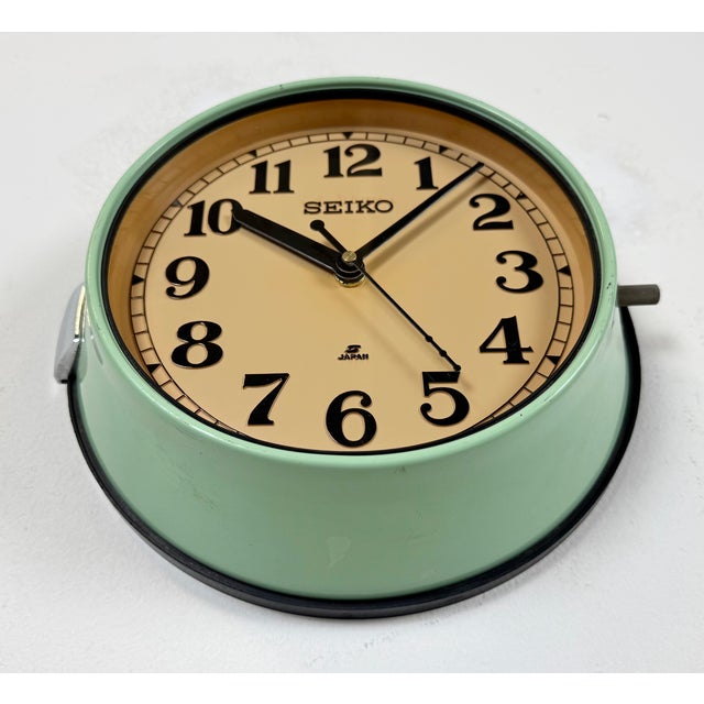 Vintage Green Ships Wall Clock from Seiko, 1970s For Sale - Image 6 of 18