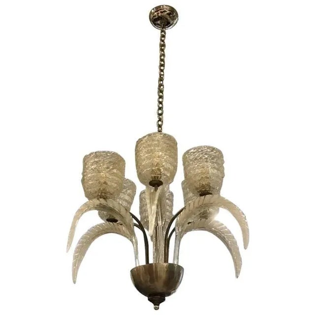 Italian Mid-Century Murano Glass Chandelier by Barovier E Toso For Sale - Image 9 of 9