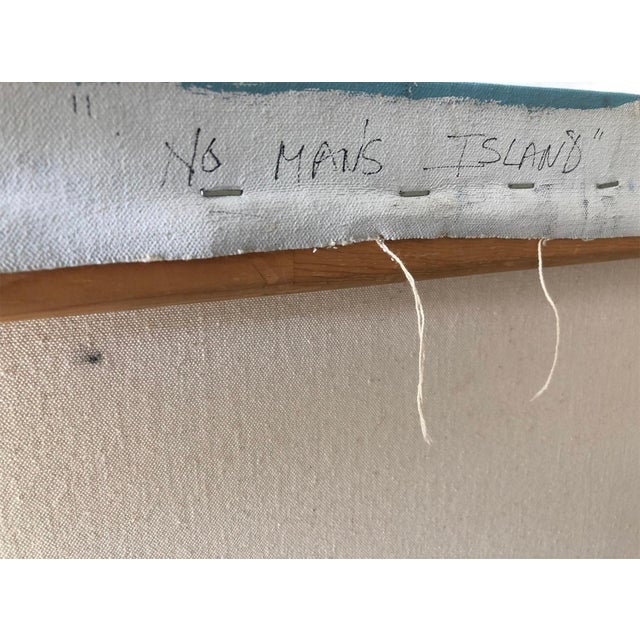 A stunning painting by Ms. Zwickler, this 1982 painting titled "No Man's Island", is very 1980s in styling and has an...