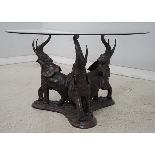 Age: Approx. 25 Years Old Details: Solid Bronze Base Dining Room Or Large Center Table Nice Full Figural Elephant Base...