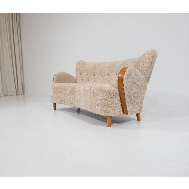 Swedish Modern Sheepskin Sofa, 1940s For Sale - Image 17 of 17