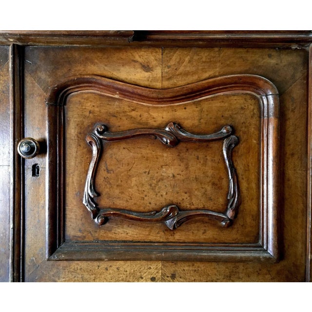 Brown Louis XVI Solid Oak Dressing Vanity Table With Mirror and Marble Top For Sale - Image 8 of 12