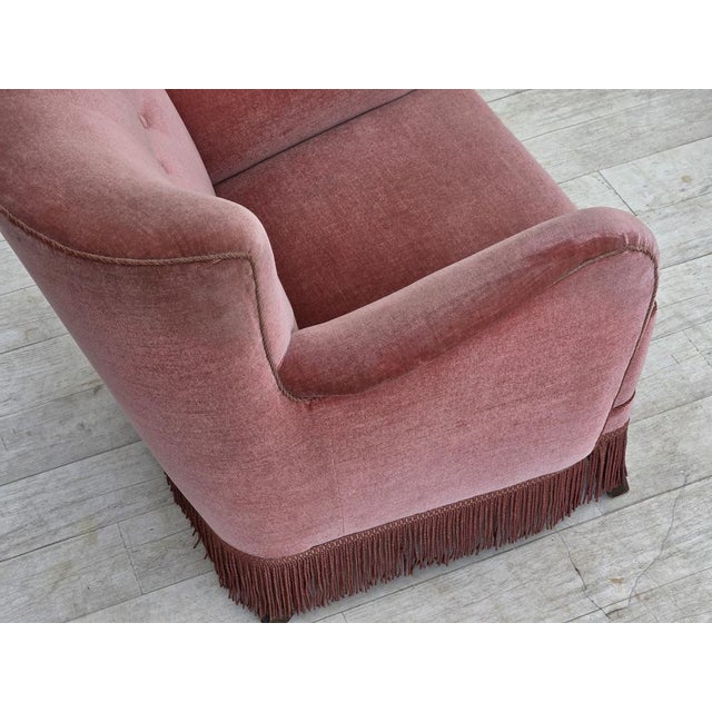 Danish Armchair in Pink Velour and Oak, 1960s For Sale - Image 17 of 18