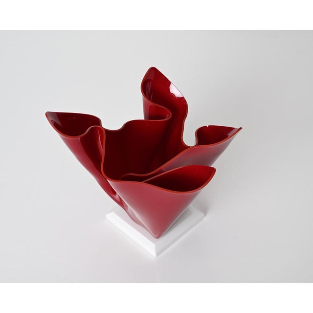 Mid-Century Italian Burgundy Acrylic Glass Napkin Centerpiece, 1980s For Sale - Image 14 of 16