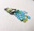 1980s rhodium plated grey and green enamel with blue color around the the top edge of the grey enamel section with 5...
