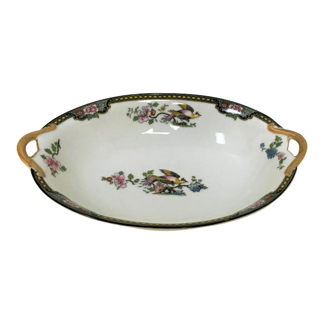 Japanese Noritake Porcelain Serving Bowl in "Pheasant" Pattern Circa 1920's For Sale