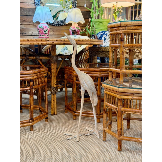 Vintage Carved Wood Crane Coastal Bird Floor Sculpture For Sale - Image 11 of 12