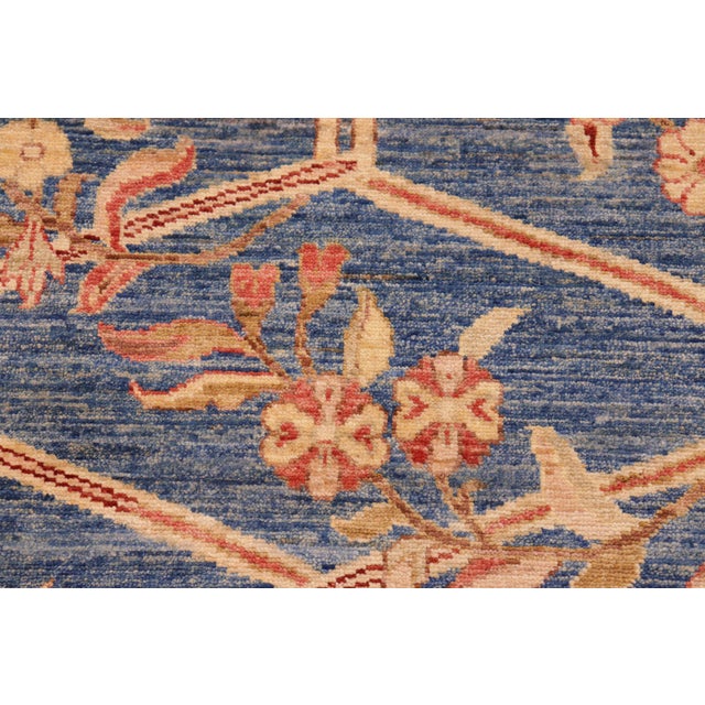 Boho Chic Ziegler Blue Tan Hand-Knotted Wool Rug - 8'0'' X 10'0'' For Sale - Image 4 of 8