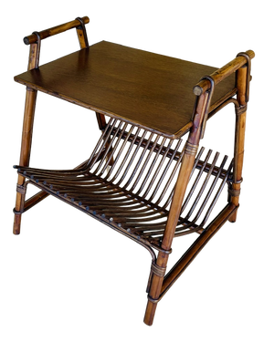 Mid-Century Italian Rattan and Bamboo Side Table, 1960s