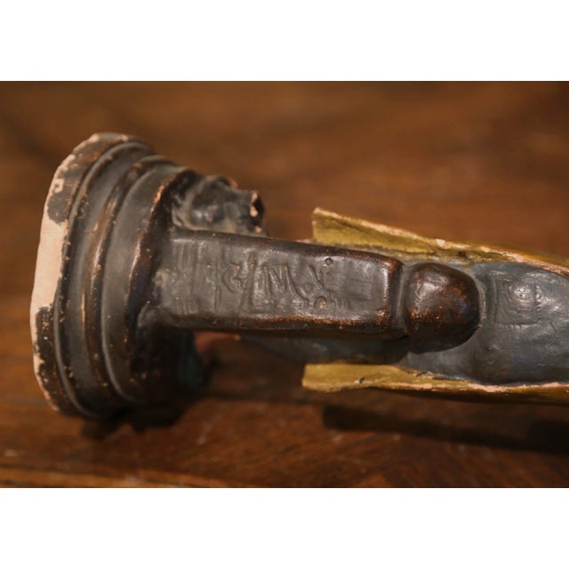 Yellow 19th Century French Hand Painted Terracotta Shoe Maker Figurine For Sale - Image 8 of 10