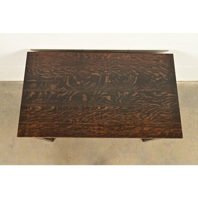 Stickley Brothers Style Antique Mission Oak Arts & Crafts Desk or Library Table, Circa 1910 For Sale - Image 13 of 18