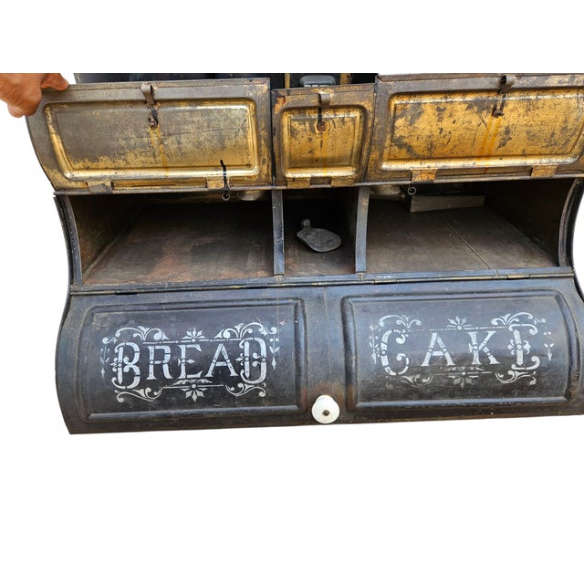 1890s Chuck Wagon Portable Kitchen Tin Portable Pantry With Spice Containers For Sale - Image 13 of 17