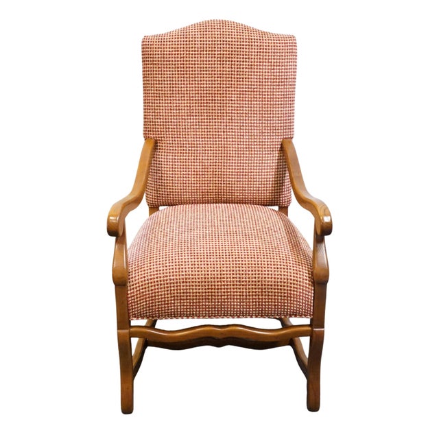 French Country Pearson Furniture Solid Ash Country French Accent Lounge Arm Chair W. Brick Red Basketweave Upholstery 01422-00 For Sale - Image 3 of 11