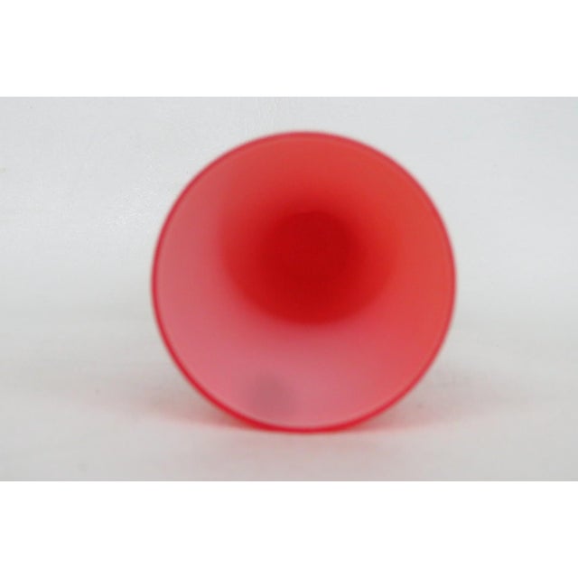 Ruby Red Ruby Red Glass Vase With Clear Cut Pedestal Base Mid Century Modern Style 4883b For Sale - Image 8 of 13