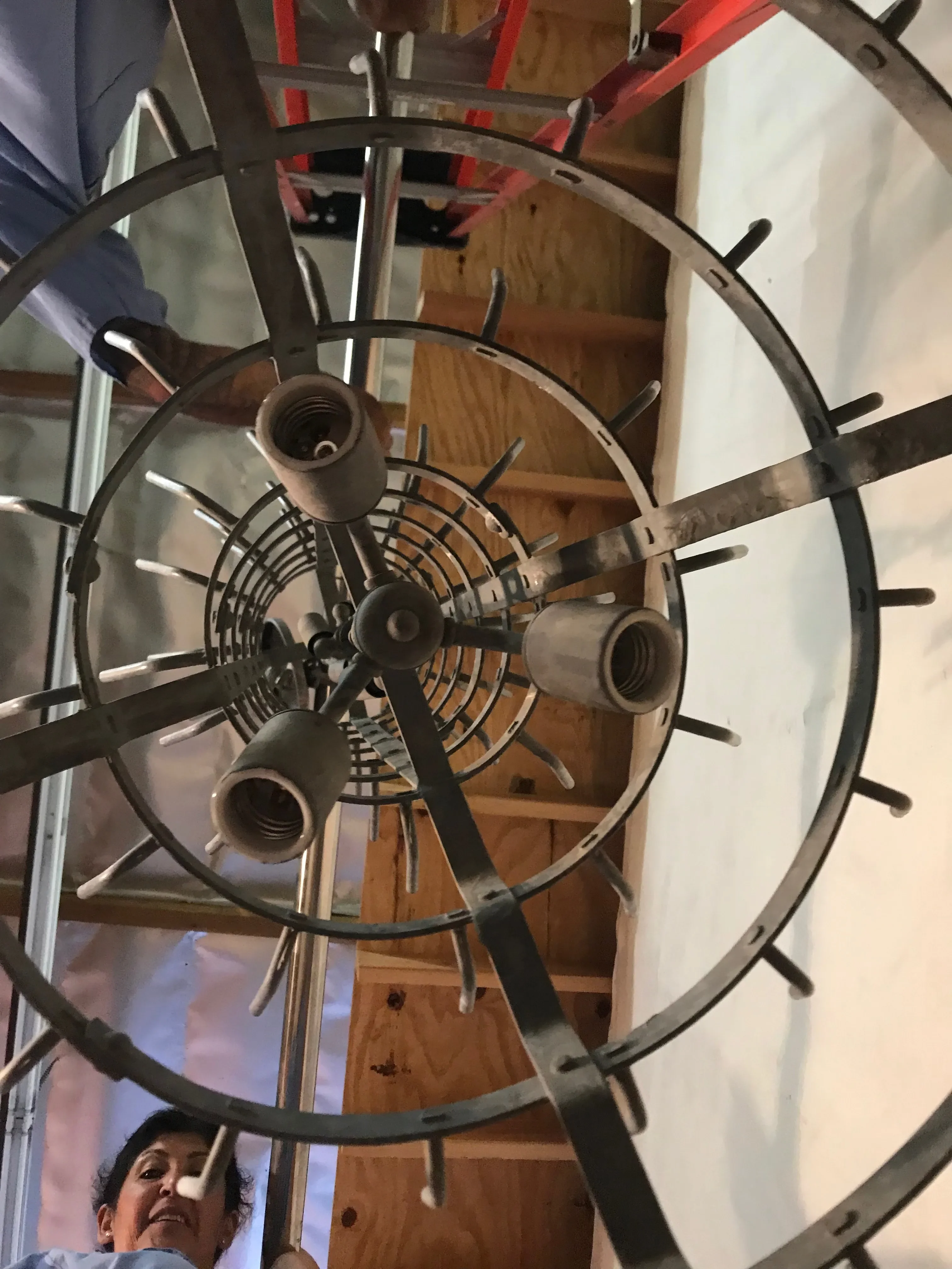 Antique Zinc French Bottle Drying Rack Made Into Chandelier | Chairish