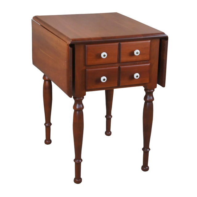 20th Century Early American Style Cherry Drop Leaf Side Accent Table For Sale - Image 13 of 13