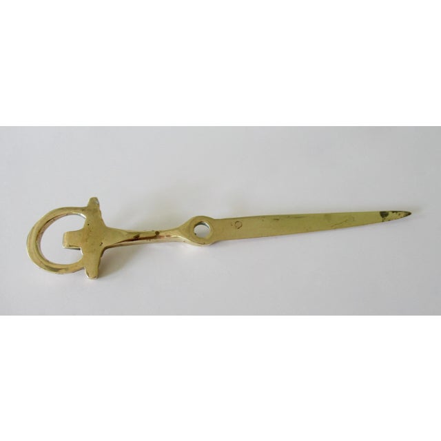 Brass Vintage Mid-Century Equestrian Style Horse-Shoe Shaped Brass Letter Opener For Sale - Image 8 of 9