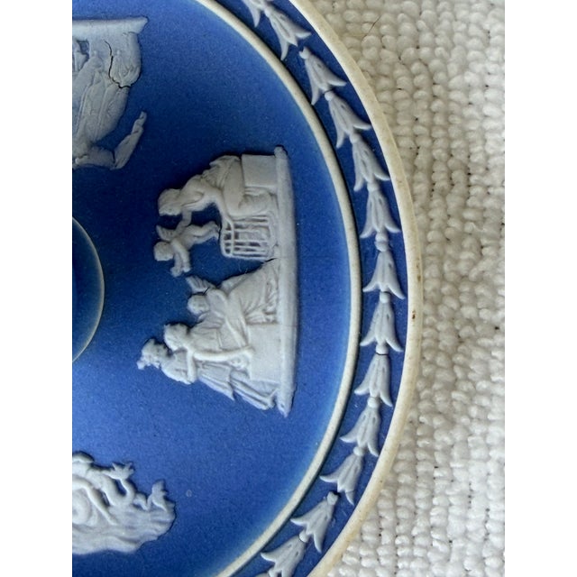 Cornflower Blue Antique (18th - 19th Cent.) Wedgwood Neoclassical Jasperware Chamberstick For Sale - Image 8 of 13