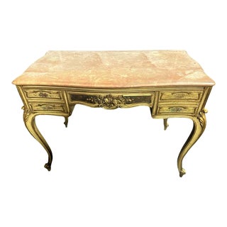 Early 20th Century French Louis XV Writing Desk With Marble Top For Sale