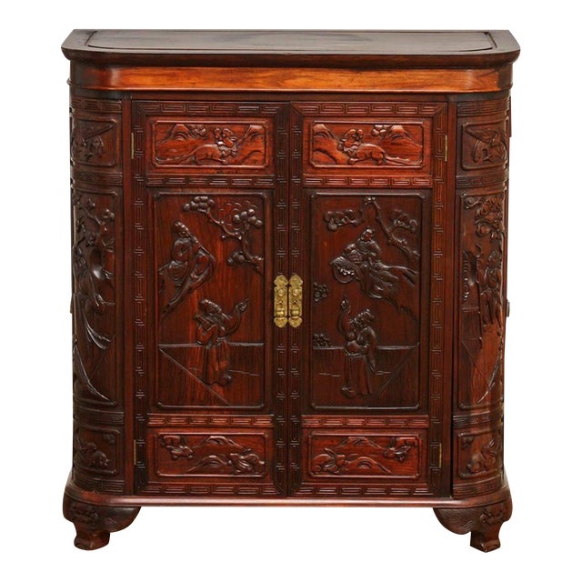 Mid Century Chinese Rosewood Dry Bar Liquor Cabinet Chairish