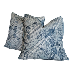 Jasper Java Stripe Pillows in Indigo With Aqua Cord