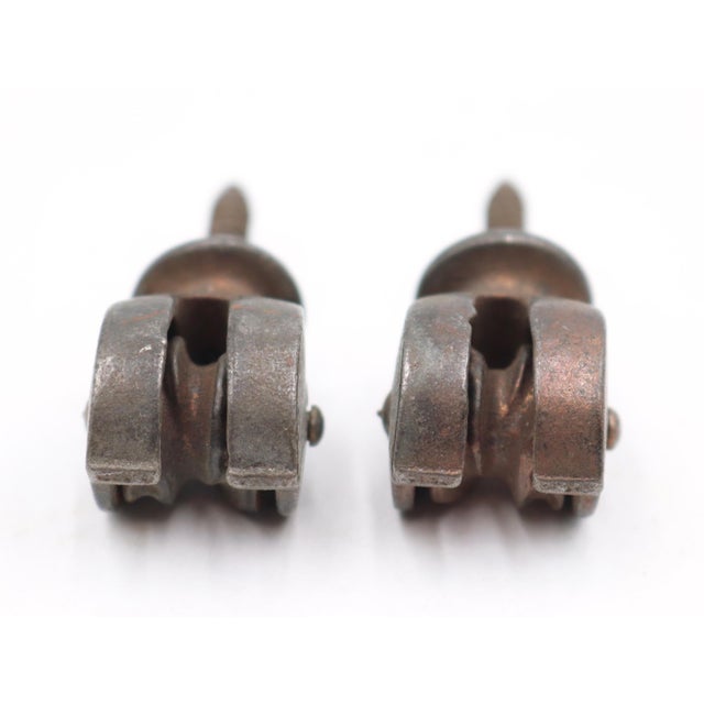 Early 20th Century Pair of Antique Cast Iron Window Sash Pulleys For Sale - Image 5 of 10