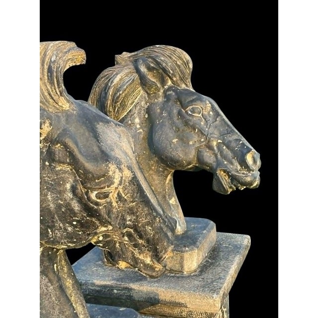 Vintage Pair of Pier Mounted Stallion Busts With Flowing Manes For Sale - Image 12 of 18