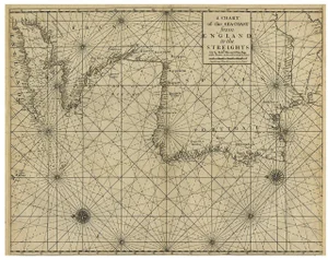 Antique Sea Chart of the Coastline from England to Gibraltar, 1700s