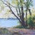 An Evening Like This by Stephanie Hartshorn | Oil Painting of a lakeside scene with trees For Sale