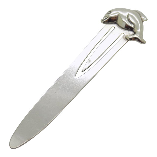 Vintage Italian Handmade Genuine Sterling Silver 925 Dolphin Bookmark For Sale