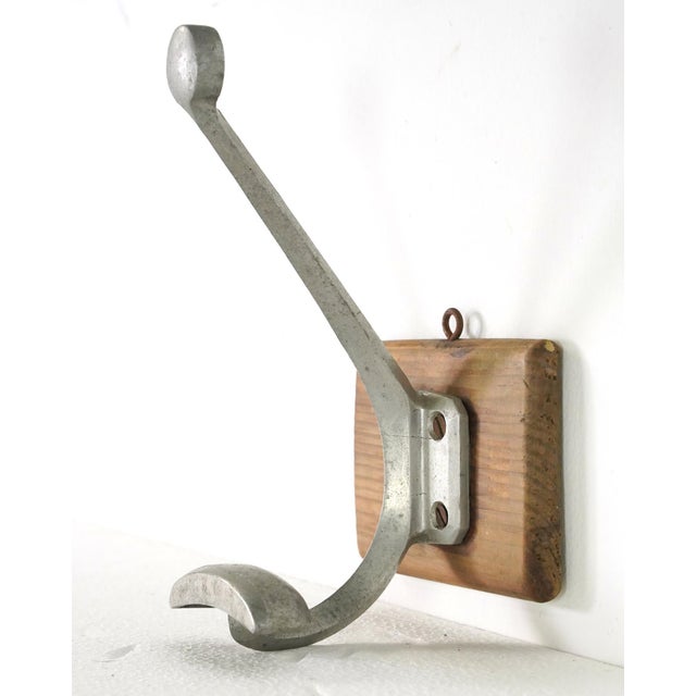 Traditional Vintage European Wood & Aluminum Wall Hook For Sale - Image 3 of 10