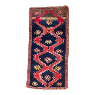 Antique Rug Geometric Moody and Rich Antique Karabagh from the Caucasus Mountains Rug 4.1 x 8.3 For Sale