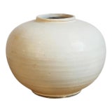 Farmhouse White Milk Vintage Ceramic Pottery Vase For Sale