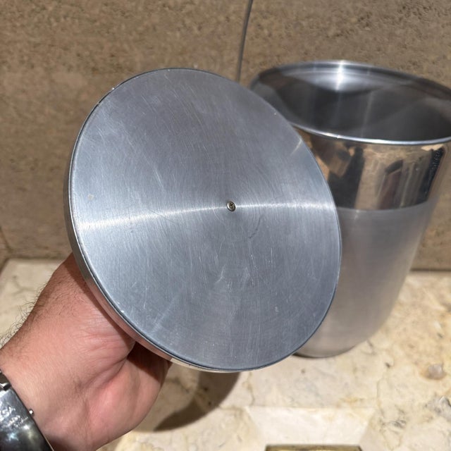 Metal 1960s Italian Vintage Tall Ice Bucket Wine Cooler For Sale - Image 7 of 12