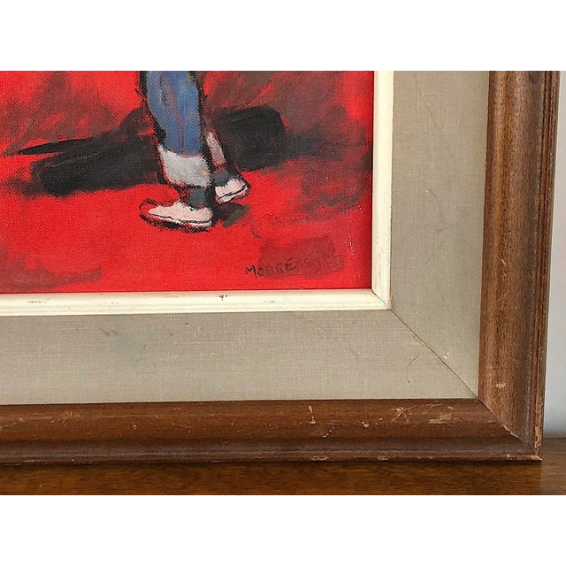 1970s Martha Moore Burnett Oil Painting Girl With a Book For Sale - Image 5 of 10