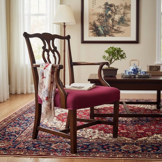 ring timeless craftsmanship into your home with this vintage Saybolt‑Cleland mahogany armchair, a beautifully made piece...