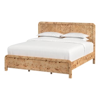 Cora King Burl Panel Bed, Light Burl For Sale