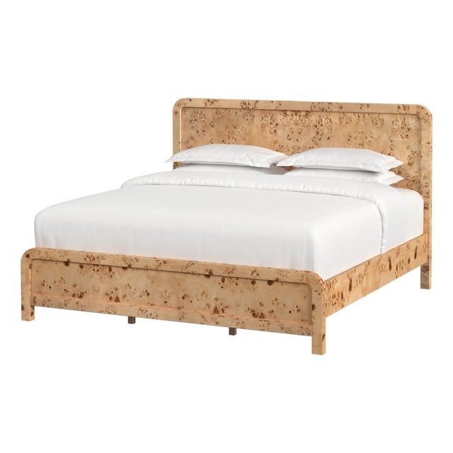 Cora King Burl Panel Bed, Light Burl For Sale