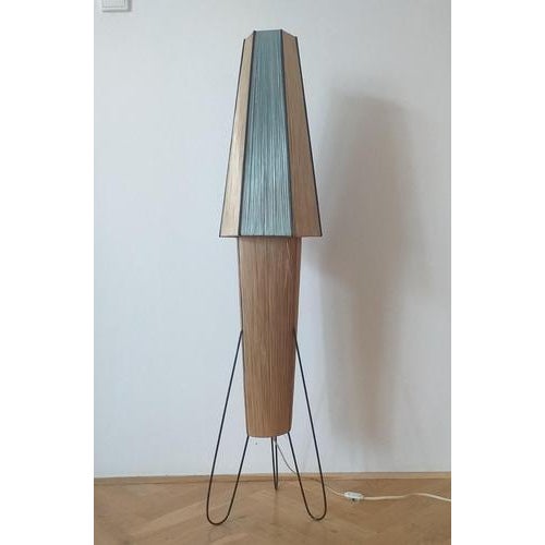 Metal Mid-Century Modern German Rocket Floor Lamp in Metal and Straw, 1960 For Sale - Image 7 of 13