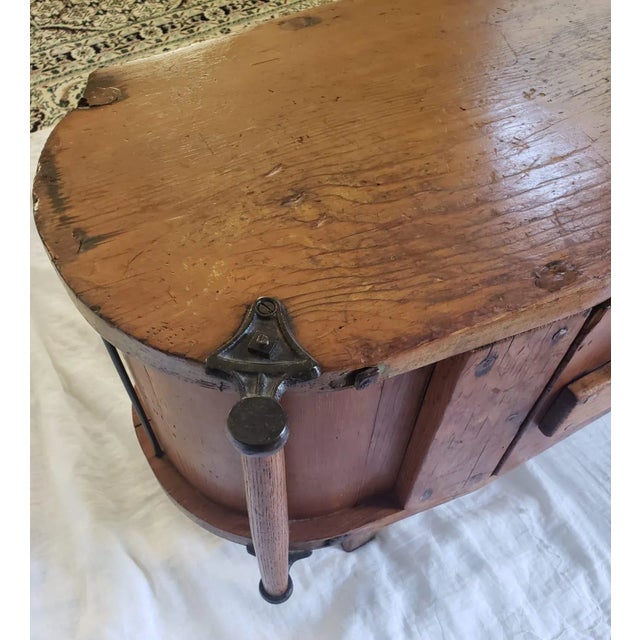 Traditional Antique Butter Churn Table Cabinet With Front Center Door For Sale - Image 3 of 8