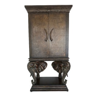 1990s Vintage Safari Wine Cabinet For Sale